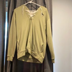 sweatshirt with a fuzzy hood